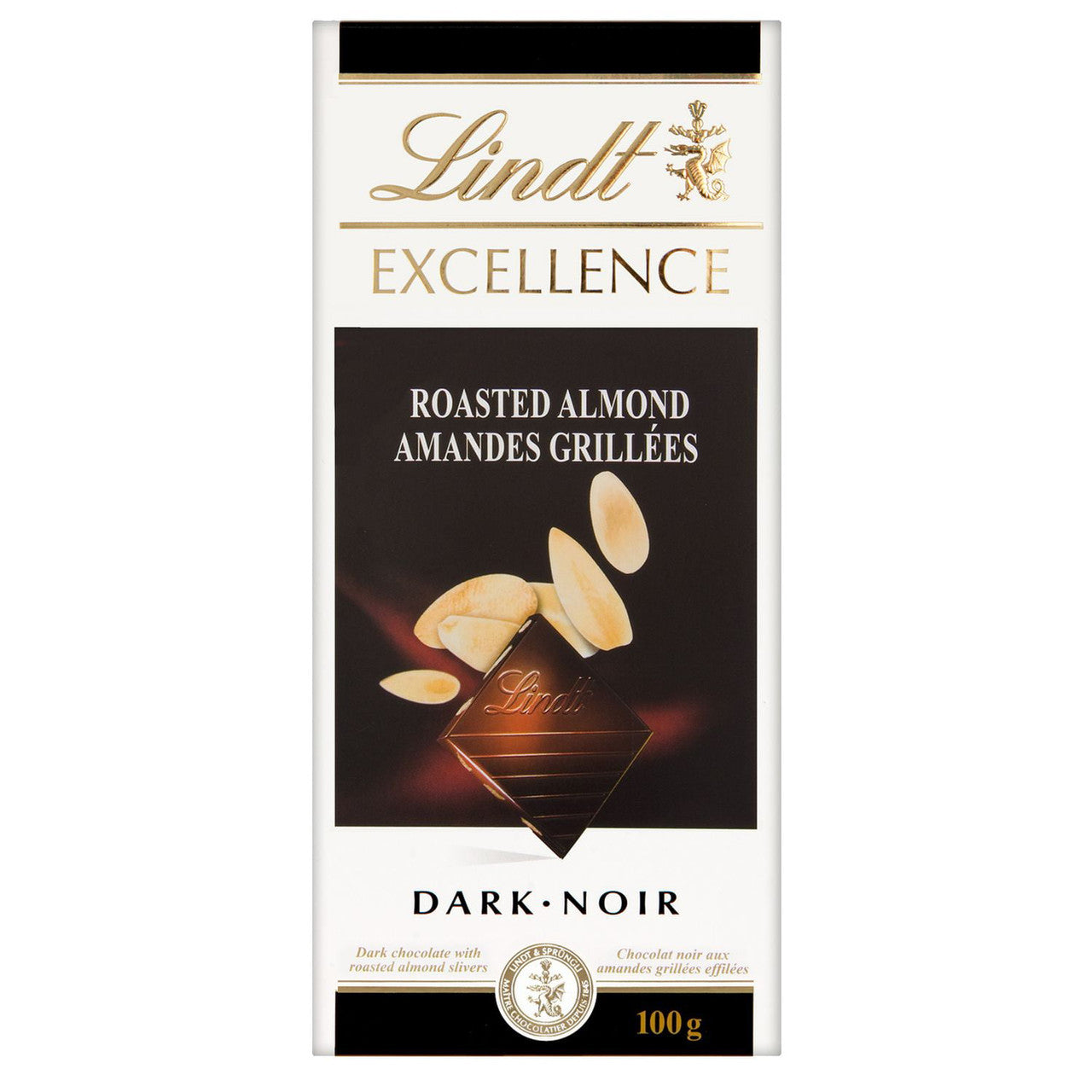 Lindt Excellence Roasted Almonds Dark Chocolate Bar, 100g/3.5 oz. {Imported from Canada}