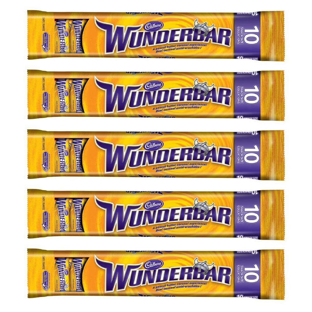 Cadbury Wunderbar Mini Chocolate Bars 10 Snack Size, 115g/4oz, 5-Pack {Imported from Canada}