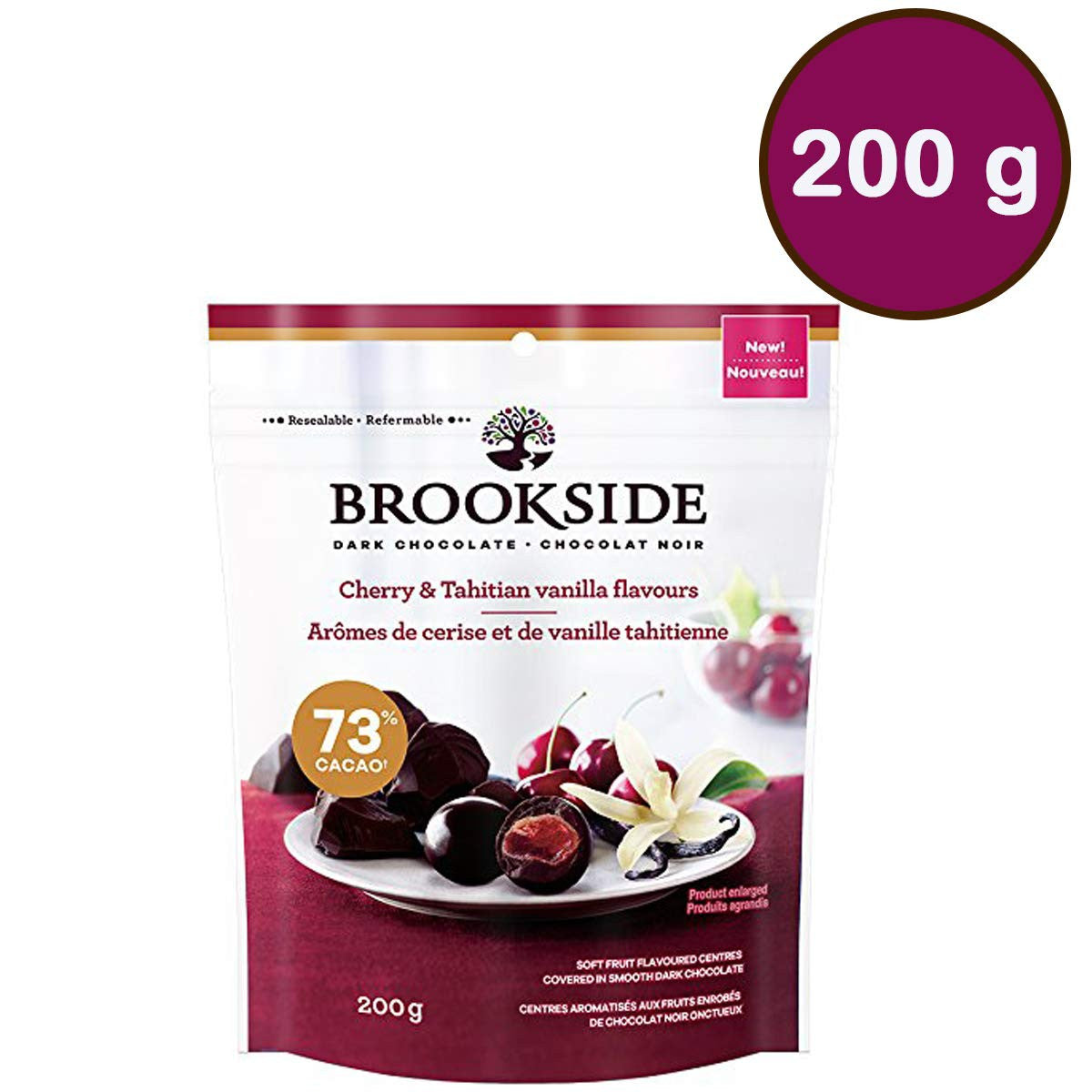 BROOKSIDE, Dark Chocolate, Cherry and Tahitian Vanilla, 200g/7.1oz., {Imported from Canada}