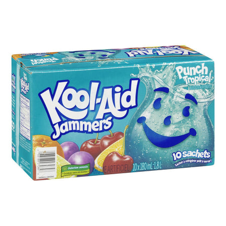 KOOL-AID Jammers Tropical Punch Juice, 10ct, 180ml, {Imported from Canada}