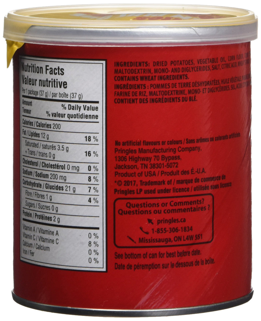 Pringles Original Potato Chips 37g/1.3oz., (Pack of 12) {Imported from Canada}