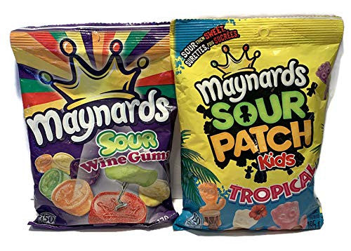 Sour Candy Lovers 2 Pack - Maynards Sour Wine Gums (170g) & Maynards Sour Patch Kids Tropical (185g)