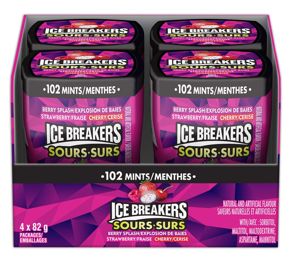 Ice Breakers Sours Mints- Berry Splash Flavour, 82g/2.9oz., (4 Pack) {Imported from Canada}