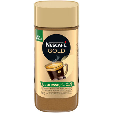 Nescafé Gold Espresso Decaf Instant Coffee, 90g/3.2 oz., Jars, 6 Count, {Imported from Canada}