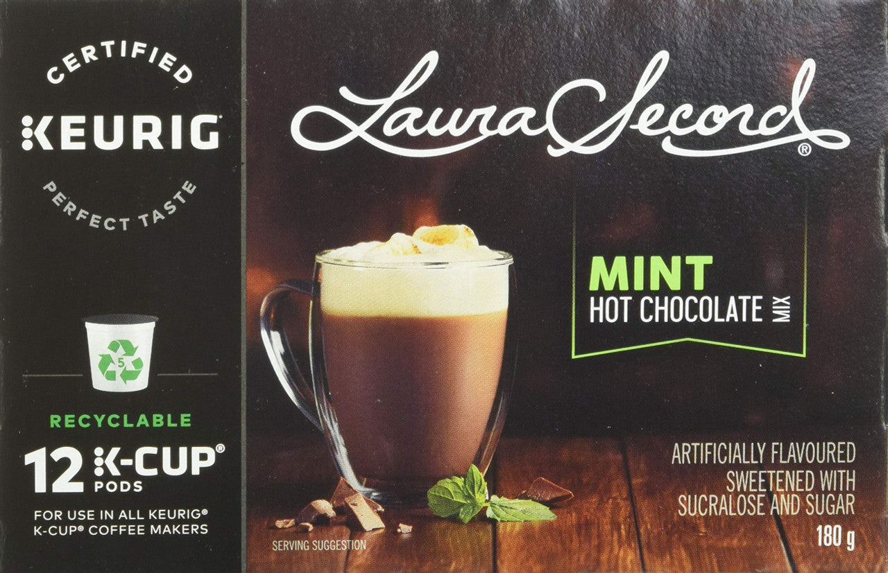 Laura Secord Mint Hot Chocolate Mix for Keurig K-cup, 12 pods, 180g {Imported from Canada}
