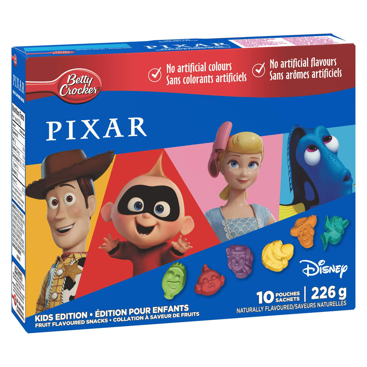 Betty Crocker Gluten Free Pixar Fruit Snacks, 10 Pouches, 226g/8 oz., {Imported from Canada}