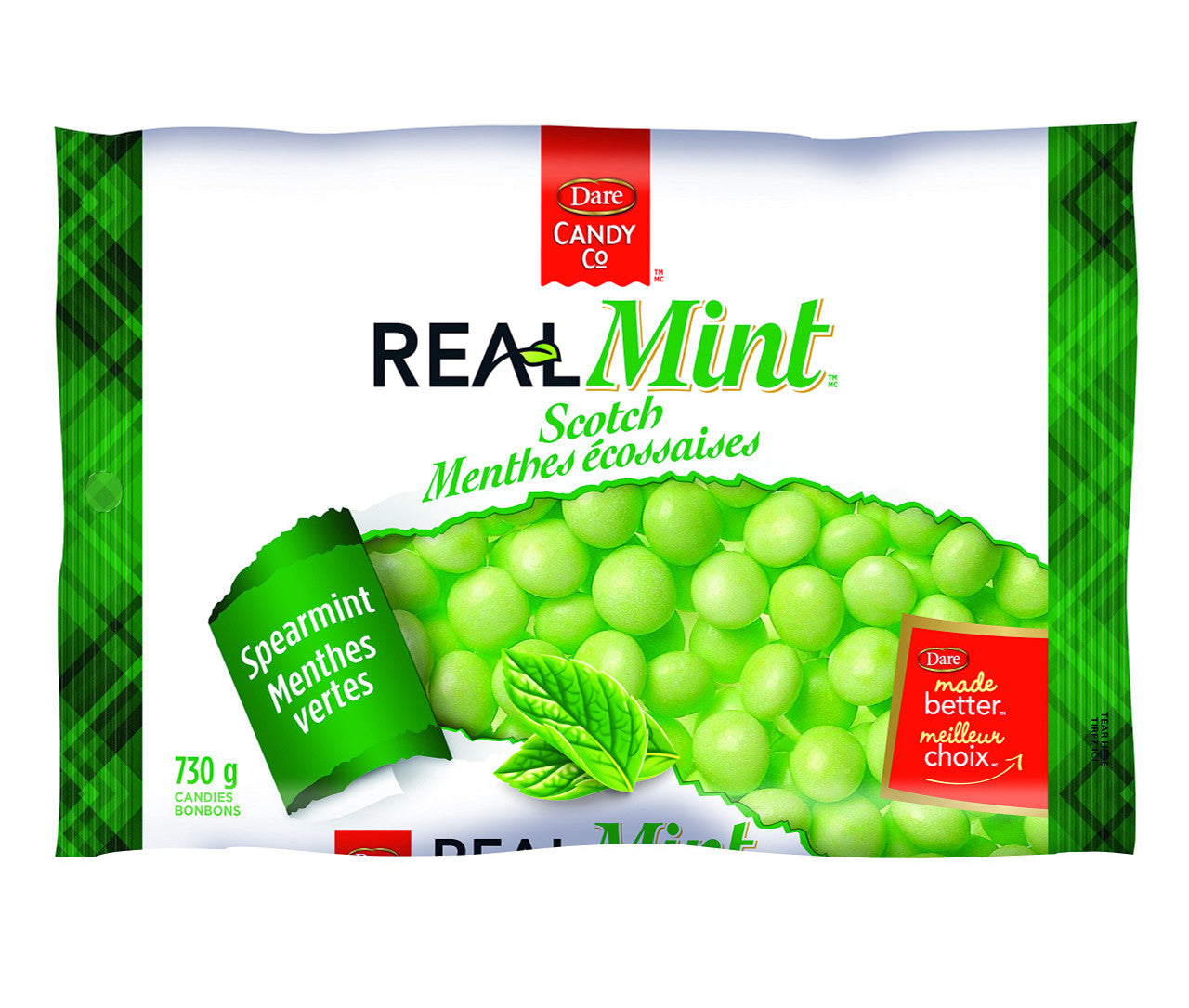 Dare Real Mint Scotch Mints Spearmint, 730g/1.6lbs, 12 Count, {Imported from Canada}