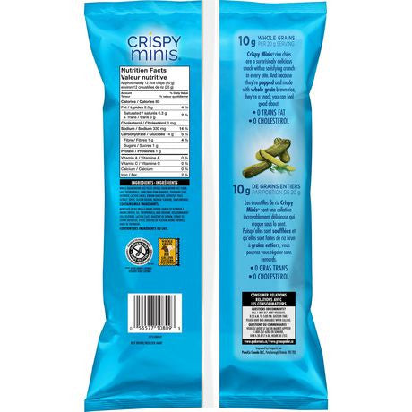 Quaker Crispy Minis Rice Chips Crunchy Dill 100g (Imported from Canada)