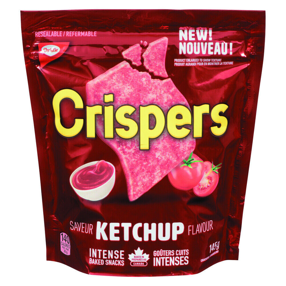 Christie Crispers Ketchup Crackers, 145g/5.1 Ounce, Bag, (3pk) {Imported from Canada}