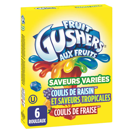 Betty Crocker Gushin Grape/Strawberry Gushers, 6ct 138g  {Canadian}