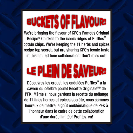 Ruffles KFC Original Recipe Chicken Flavor Potato Chips, 60g/2.1 oz. Bag {Imported from Canada}