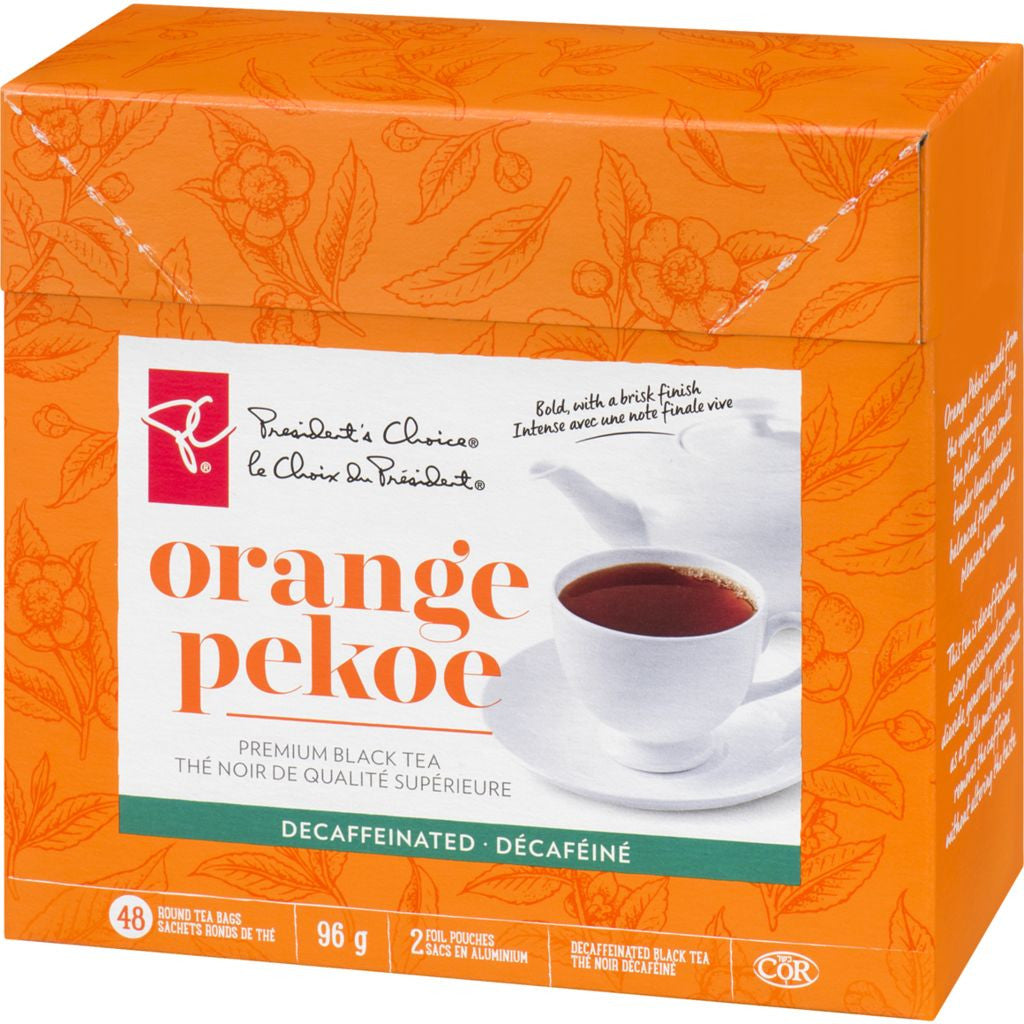 President's Choice, Orange Pekoe Decaffeinated Black Tea, 96g/3.4oz., 48ct, {Imported from Canada}