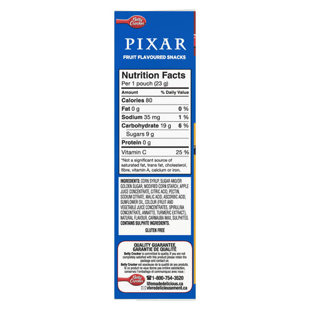 Betty Crocker Gluten Free Pixar Fruit Snacks, 10 Pouches, 226g/8 oz., {Imported from Canada}