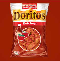 Doritos Ketchup Tortilla Chips, Limited Time, 80g/2.8oz, (Imported from Canada)