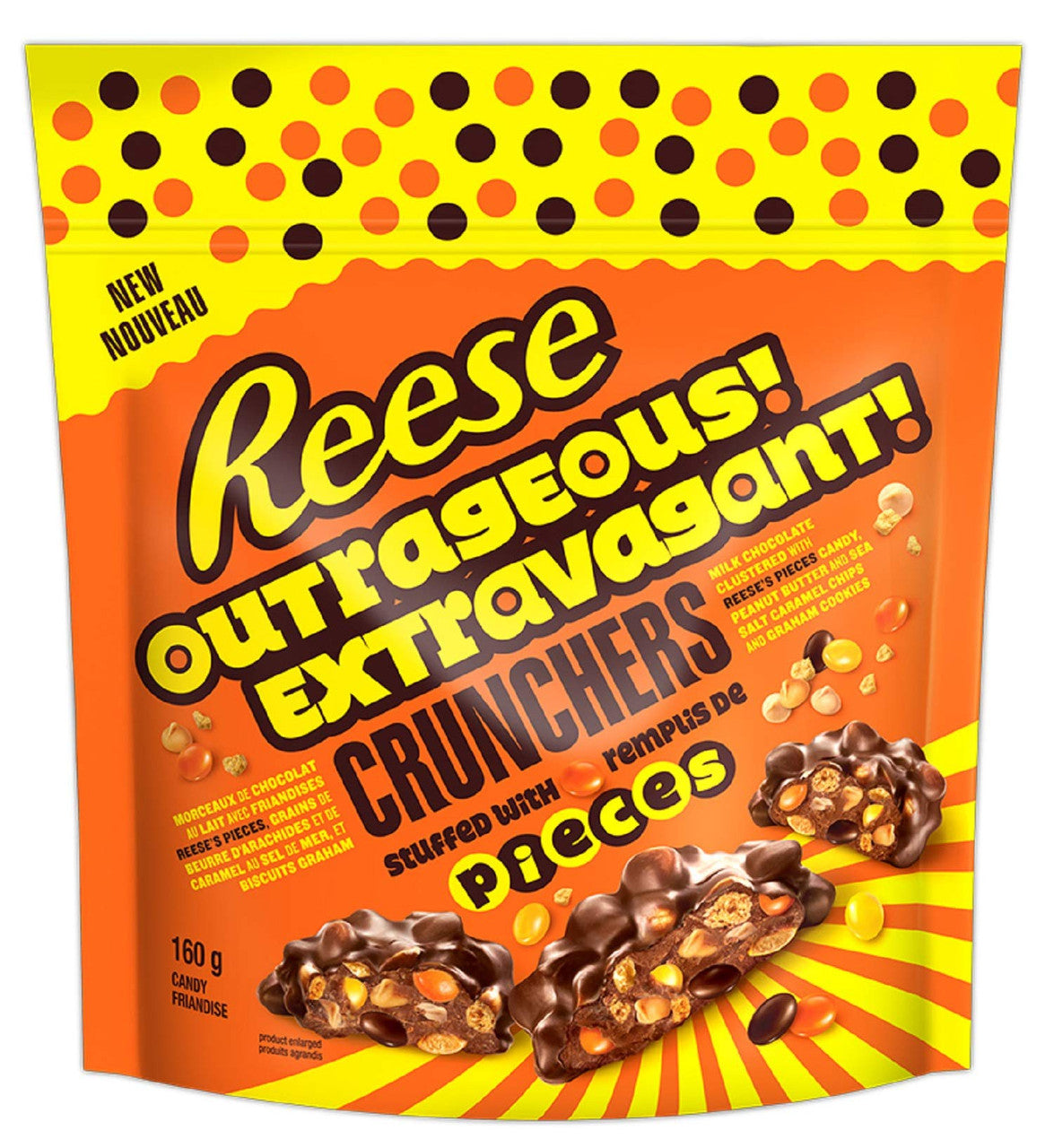 Reese Outrageous Crunchers Stuffed with Pieces, 160g, 5.6oz., {Imported from Canada}