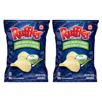 Ruffles Sour Cream 'n Onion (2-Pk) 200g/7.1 oz., per bag {Imported from Canada}