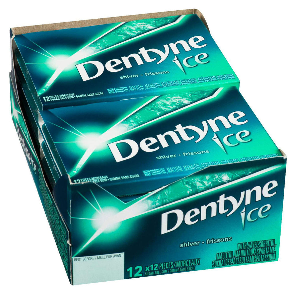 Dentyne Ice Shiver Chewing Gum, 12 Count, {Imported from Canada}