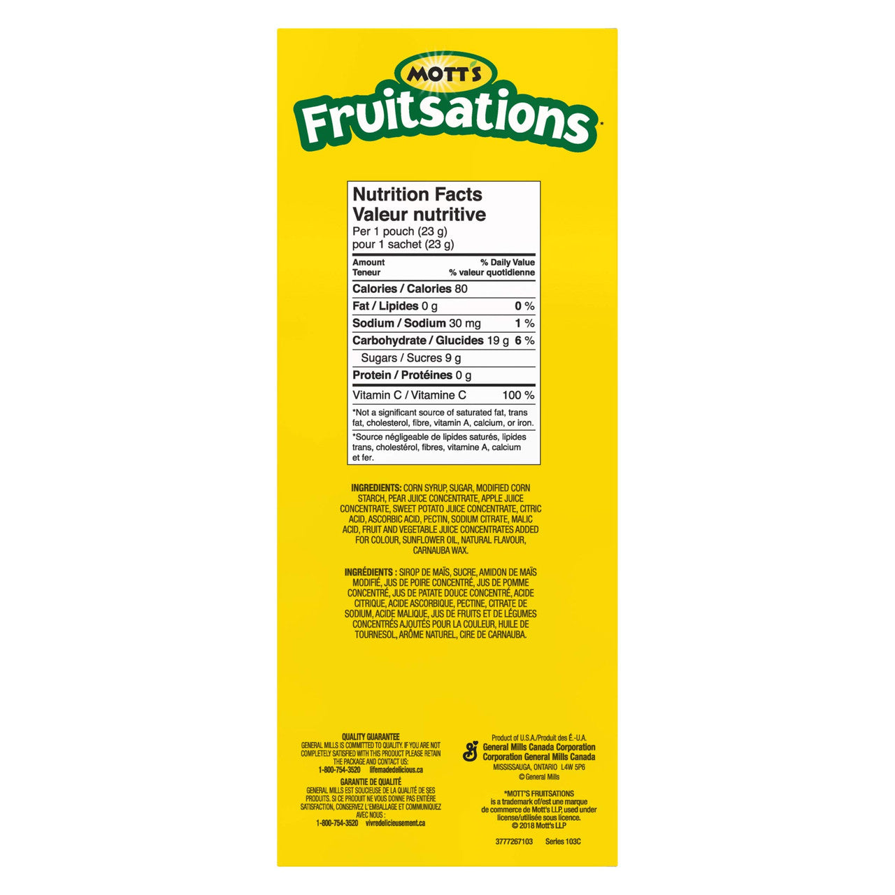 Mott's Fruitsations, Gluten Free Veggie Berry, 32ct, 723g/1.6lbs, {Imported from Canada}