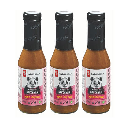 PC MEMORIES OF Szechwan Spicy Peanut Satay Sauce, 350ml/11.8oz., (3 Pack) {Imported from Canada}