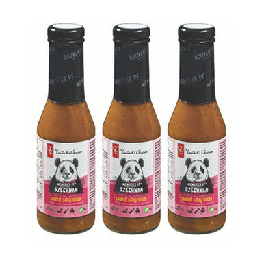 PC MEMORIES OF Szechwan Spicy Peanut Satay Sauce, 350ml/11.8oz., (3 Pack) {Imported from Canada}