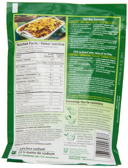 Knorr Sidekicks Homestyle Cheddar, 131g & Three Cheese, 133g, 50 of each, {Imported from Canada}