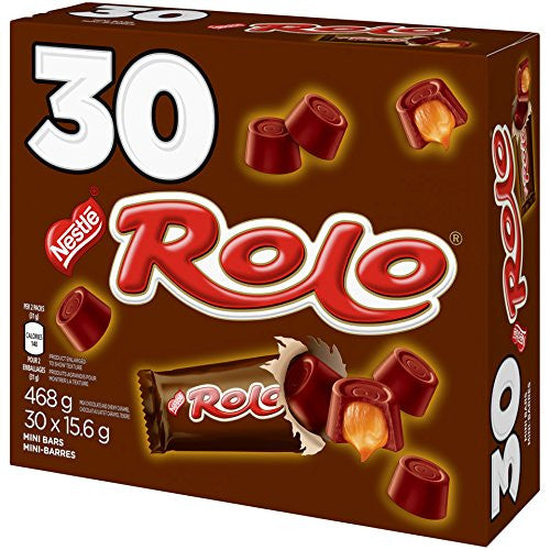 ROLO Smooth Caramel-Filled Pieces, 3-Piece Bars, 468g (Pack of 30 mini bars)