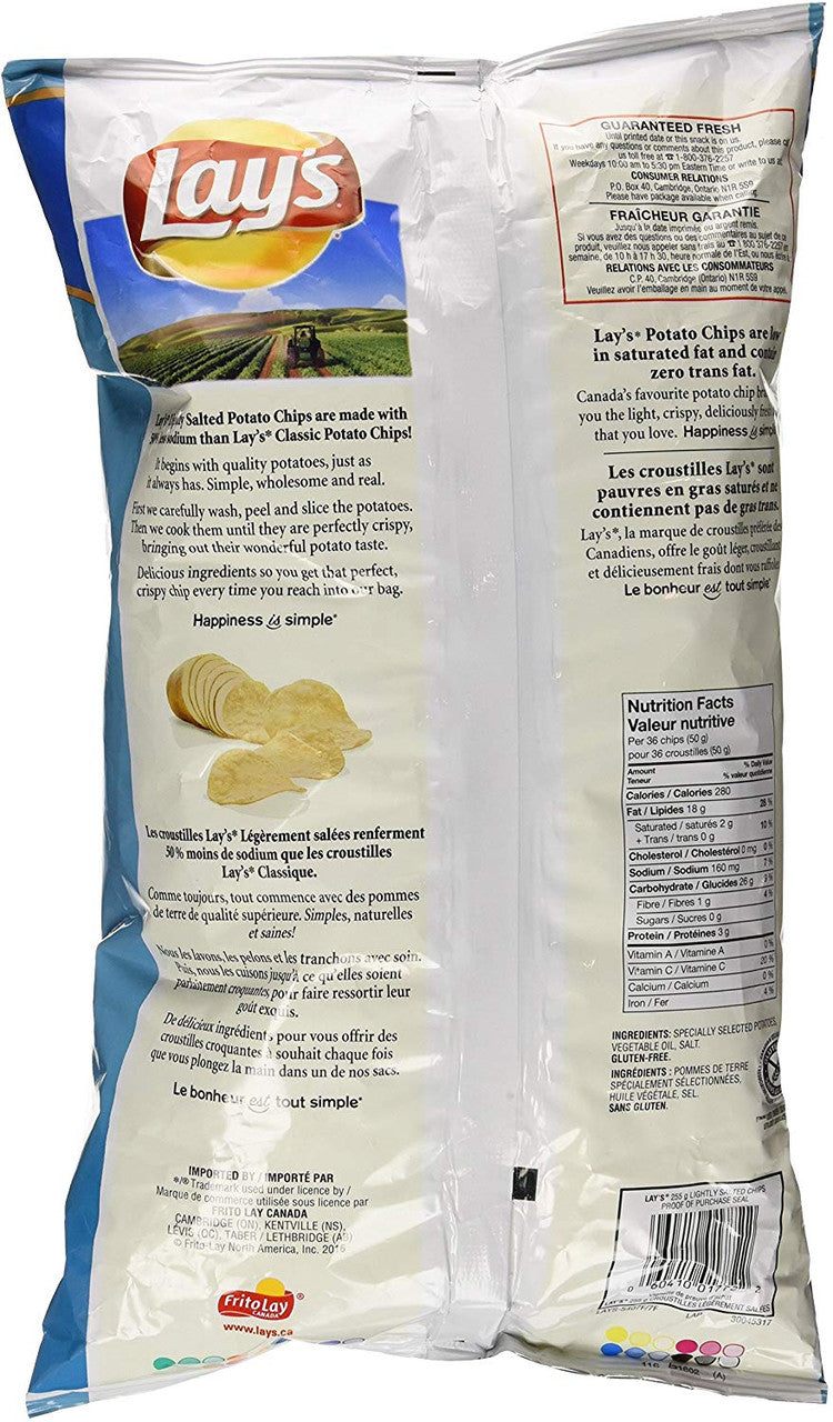 Lays Lightly Salted-Family Size, 255g/9 oz. {Imported from Canada}