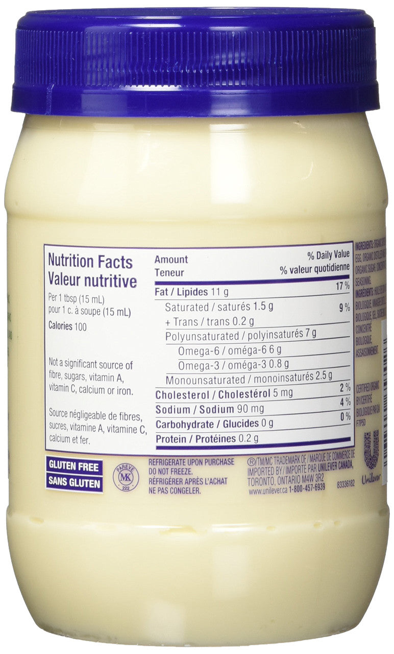 HELLMANN'S Organic Mayonnaise, 443ml/14.97oz  {Imported from Canada}