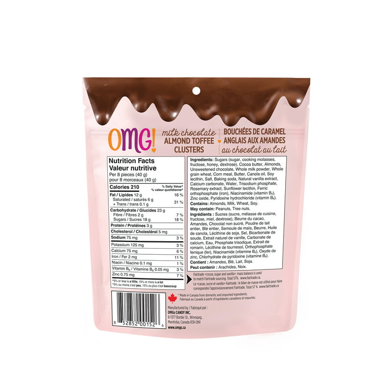 OMG! Milk Chocolate Almond Toffee Clusters, 100g/3.5 oz