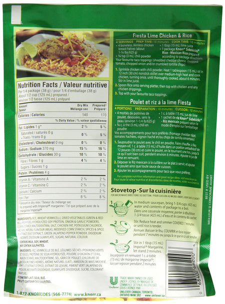 Knorr Sidekicks Mexican Rice 150g/5.3 oz., (8pk) {Imported from Canada}