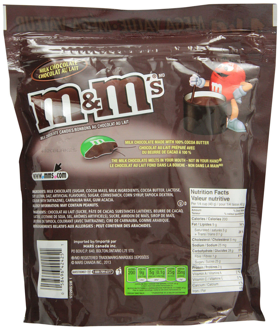 M&M's Milk Chocolate Candies, Celebration Size, Stand up Pouch, 1kg/35.27oz, (Imported from Canada)