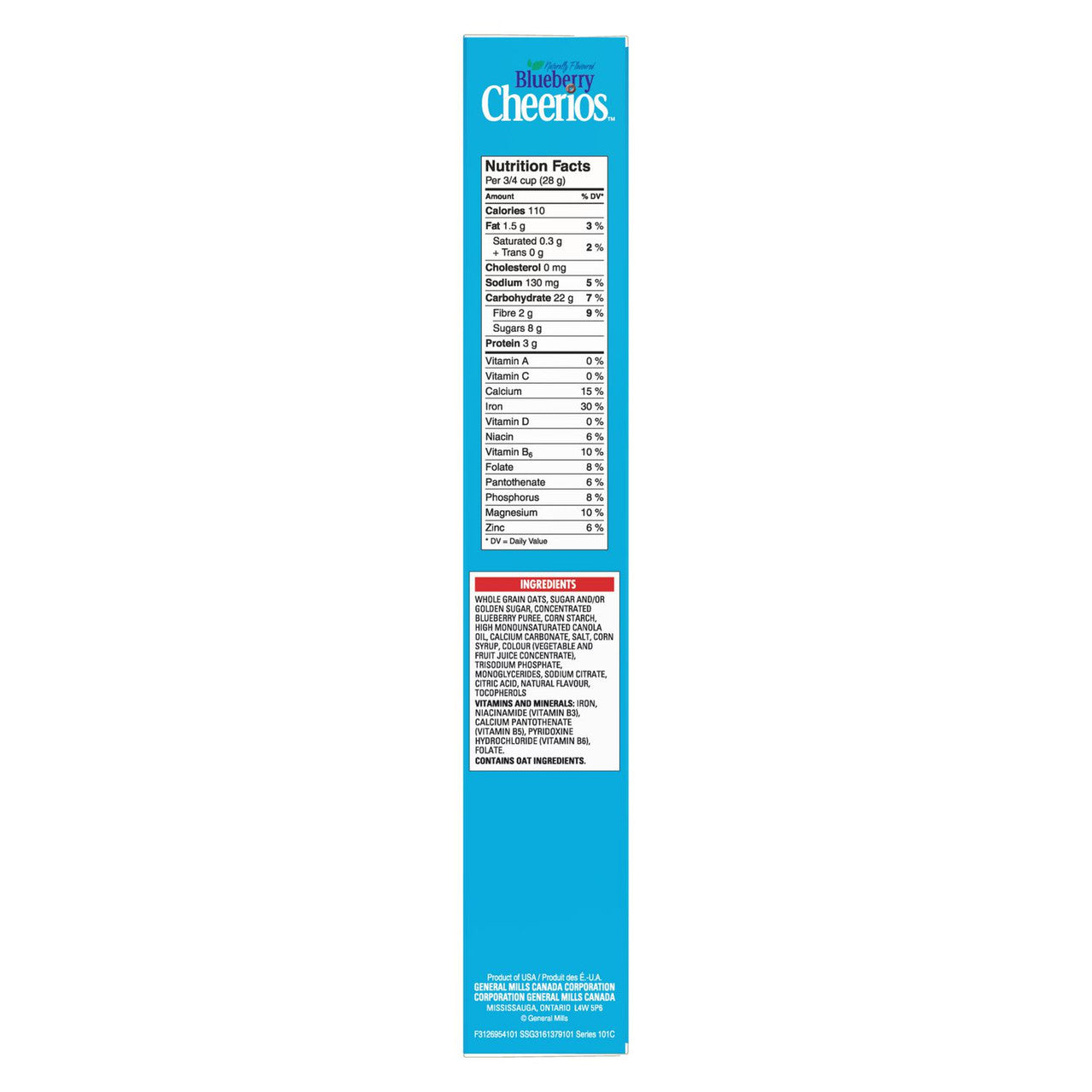 General Mills Cheerios Blueberry Cereal 309g/10.9 oz., {Imported from Canada}