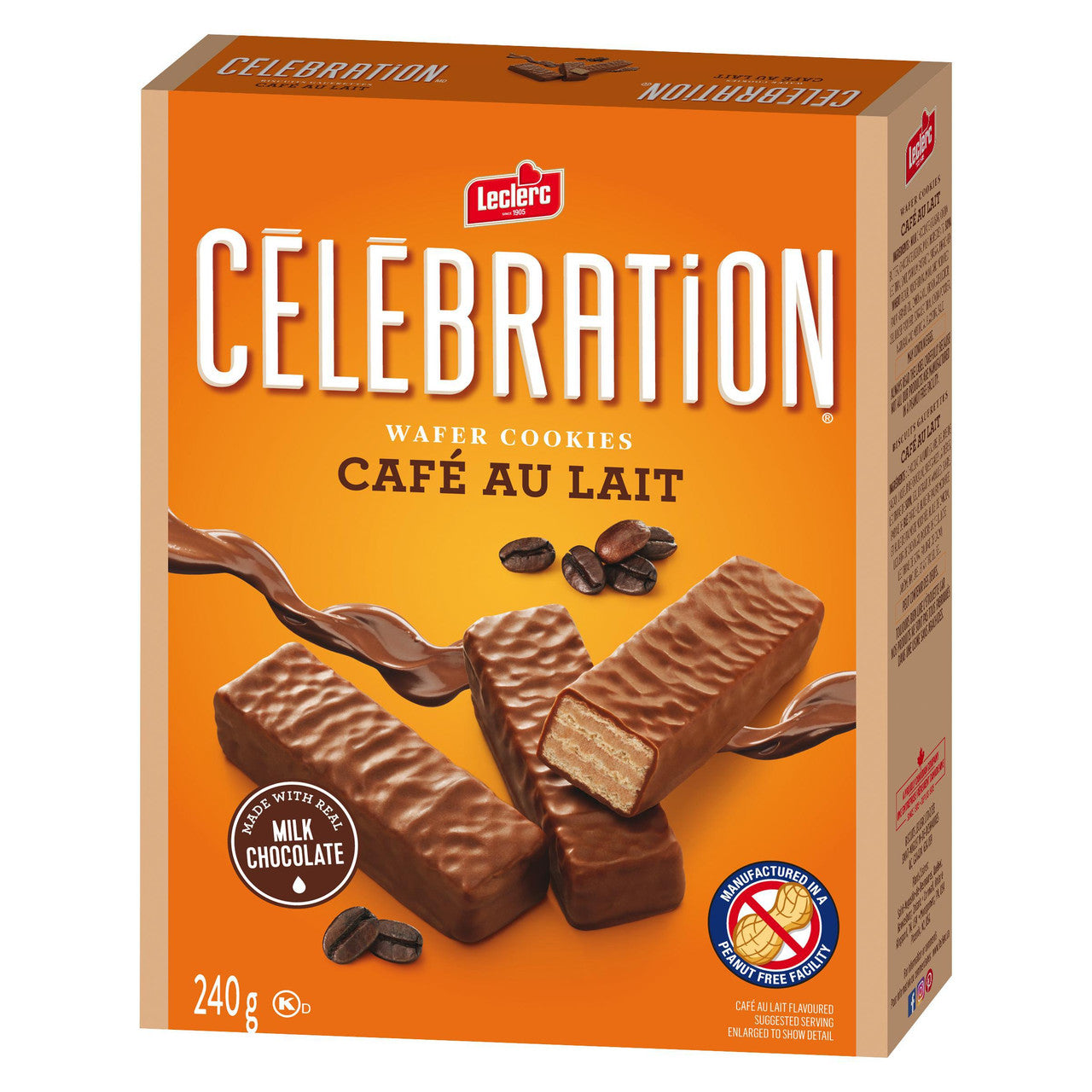 Leclerc Celebration Café au Lait Wafer Cookies, 240g/8.5 oz. Box {Imported from Canada}