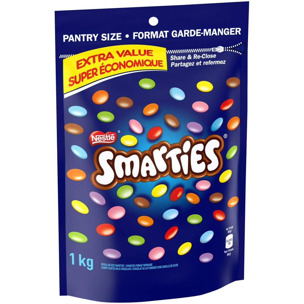 Nestle Chocolate Smarties Pantry Size 1kg/2.2lb Bag, {Imported from Canada}