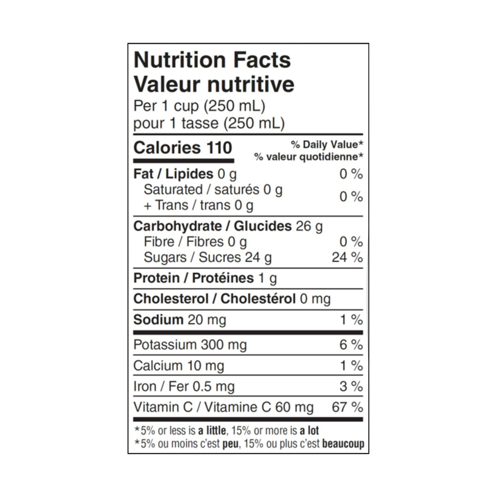 SunRype Fruit Juice, Rio Red Grapefruit, 900ml/30.4 fl. oz. Carton, nutrition facts label