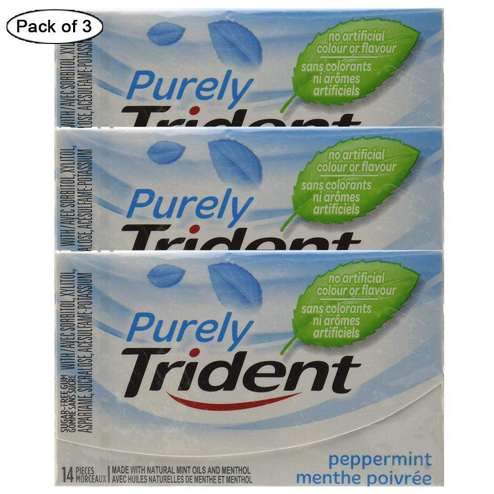 Trident Purely Peppermint Chewing Gum, 12 Count (Pack of 3) {Imported from Canada}