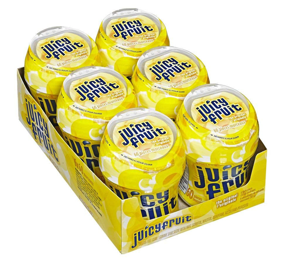 Juicy Fruit Sugar-Free Gum, Original, 6x60ct, 360 Pieces {Imported from Canada}