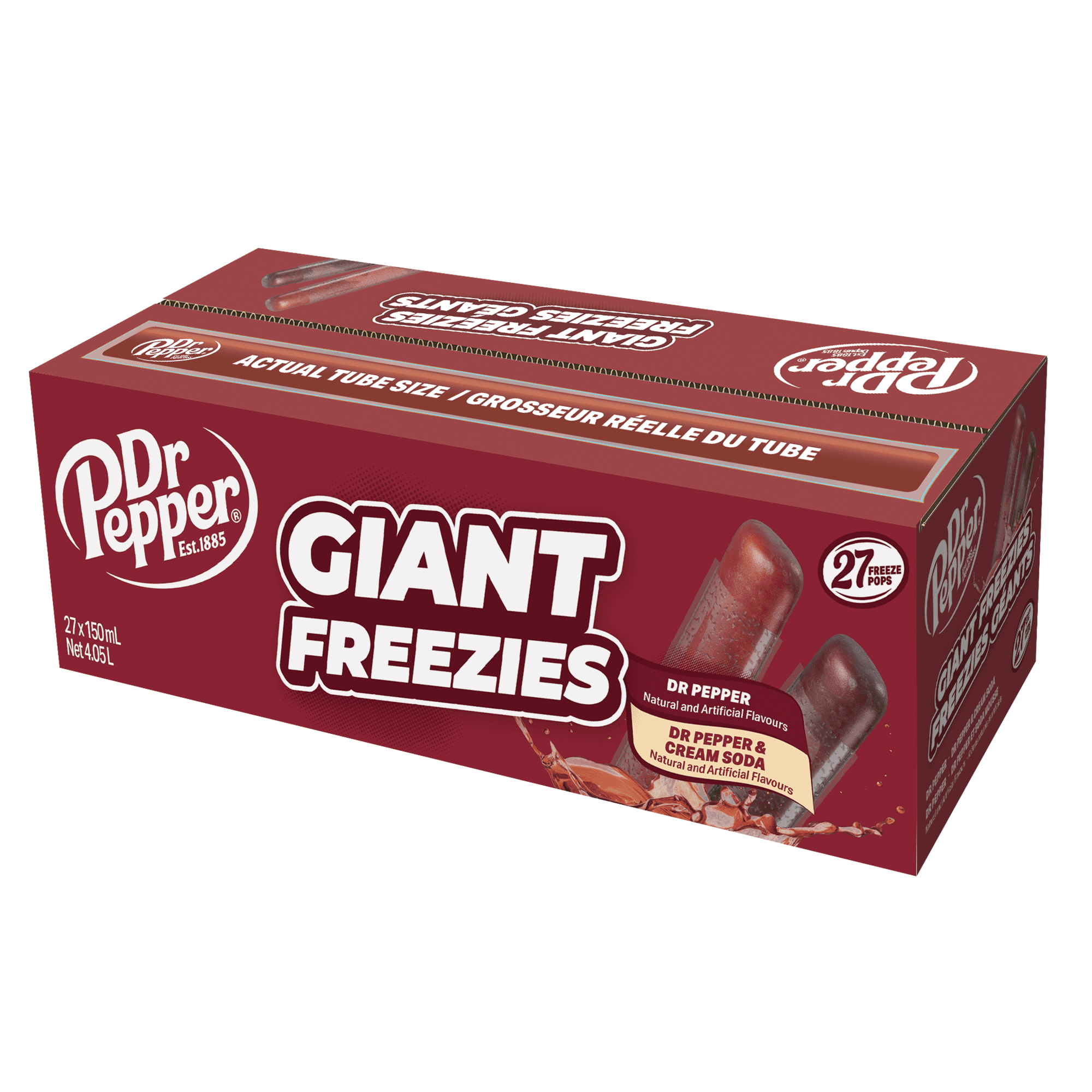 Dr Pepper Giant Freeze Pops, 27 x 150ml/5.25 fl. oz. Bars - Right Angle