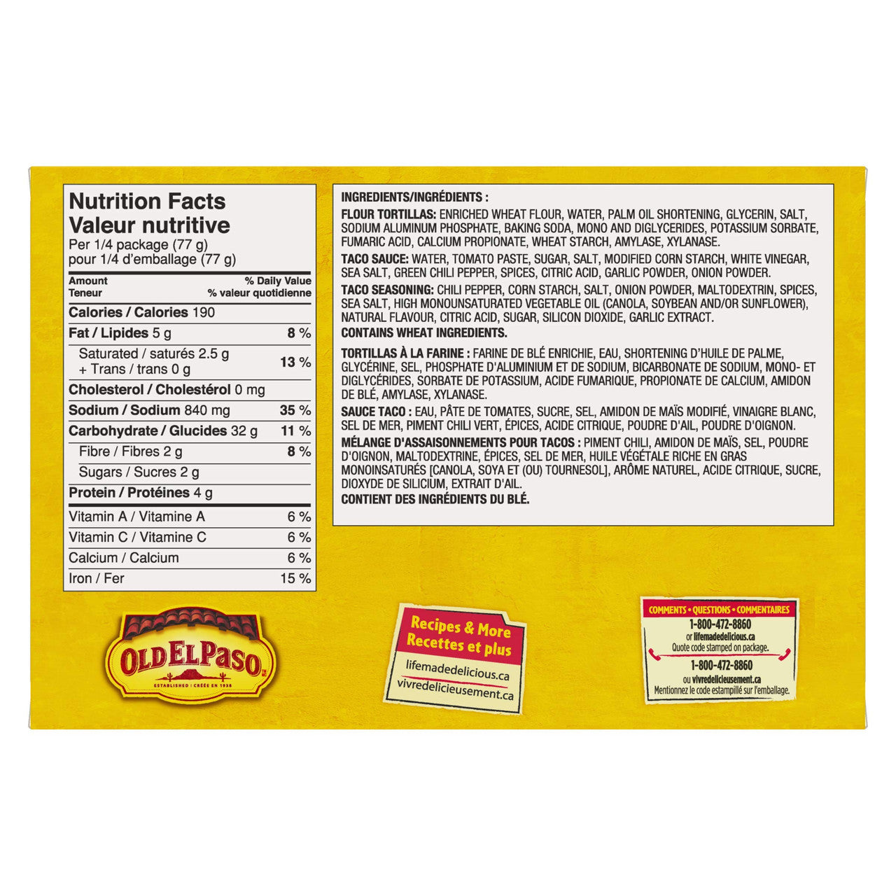 Old El Paso Tortilla Bowl Kit, 8 count per box, 309g/10.9 oz., Box {Imported from Canada}