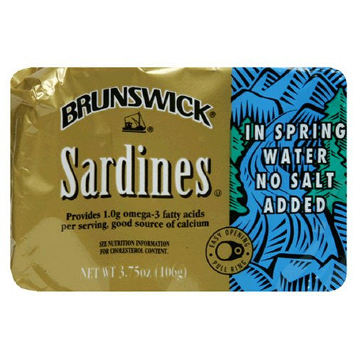 Brunswick Sardines In Spring Water, 106g/3.75 oz Tins (25pk) {Imported from Canada}