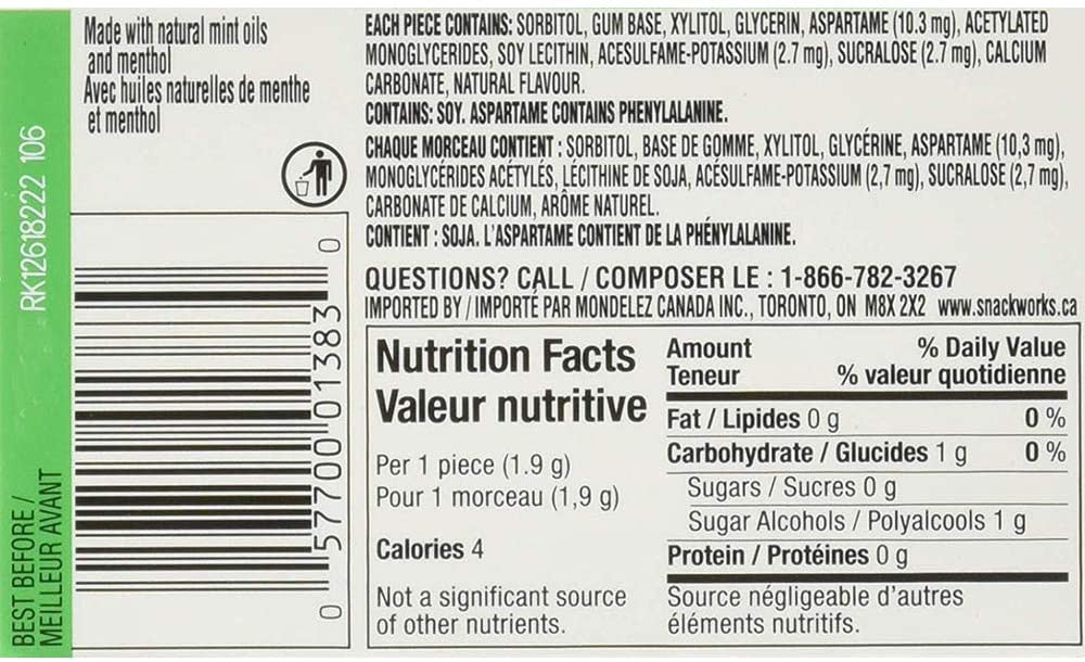 Purely Trident Spearmint Chewing Gum, 12ct x 14pcs, (Pack of 3) {Imported from Canada}