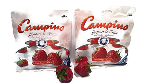 Campino Strawberry Yogourt & Fruit Hard Candies- 2 Pack,(120g/4.2oz.), {Imported from Canada}