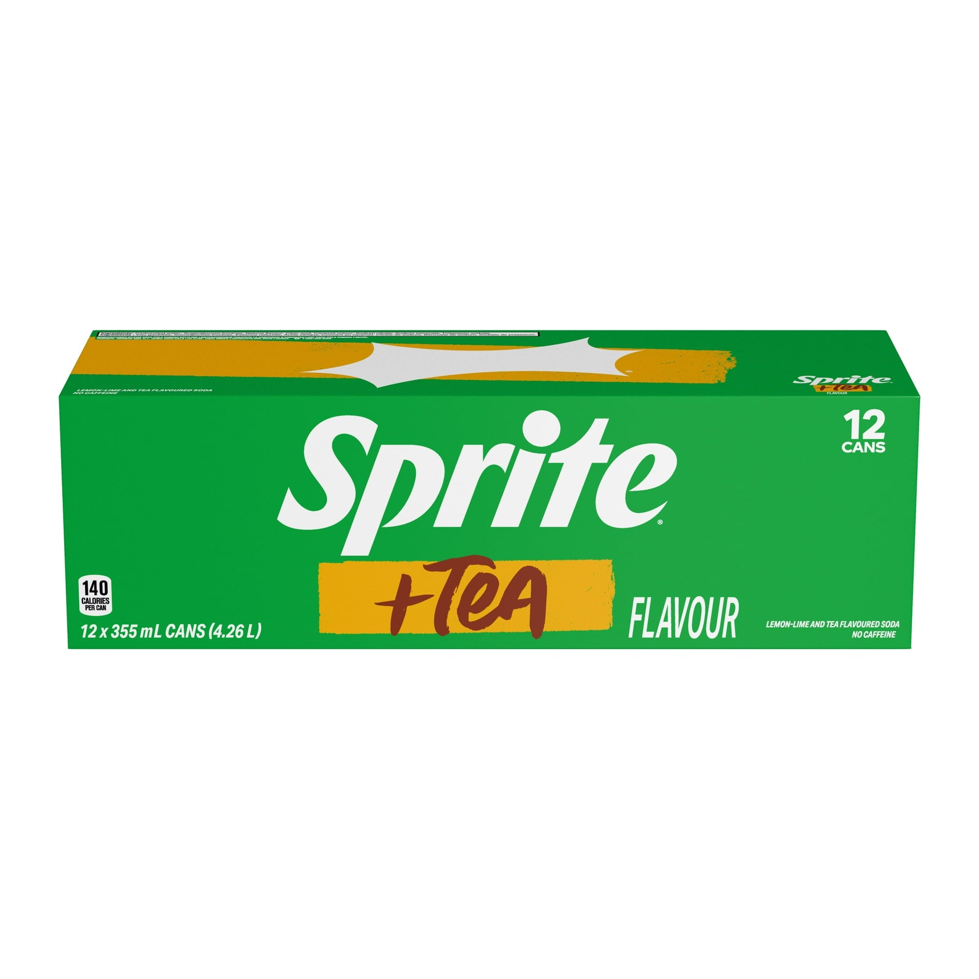 Box of Sprite Lemon-Lime And Tea Flavored Soda, 4.26L, 12x355mL/12.5 fl. oz on a white background