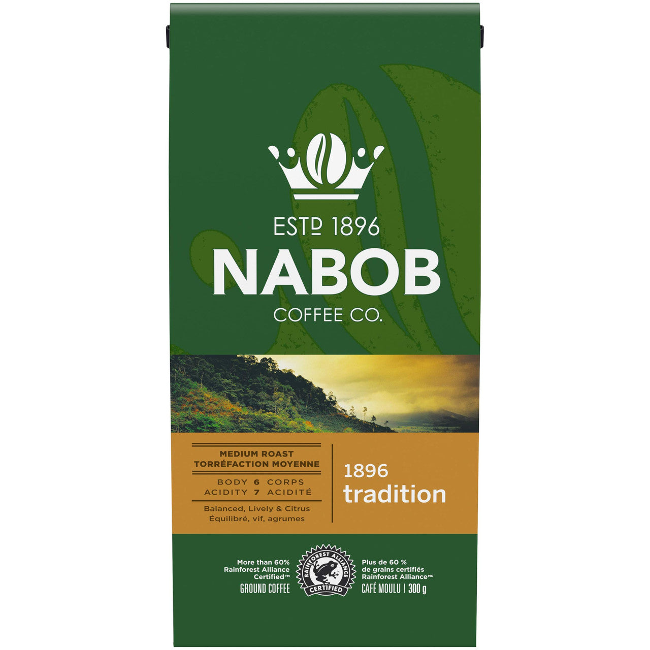 Nabob 1896 Tradition Ground Coffee, 300g/10.6 oz. (Pack of 6) {Imported from Canada}