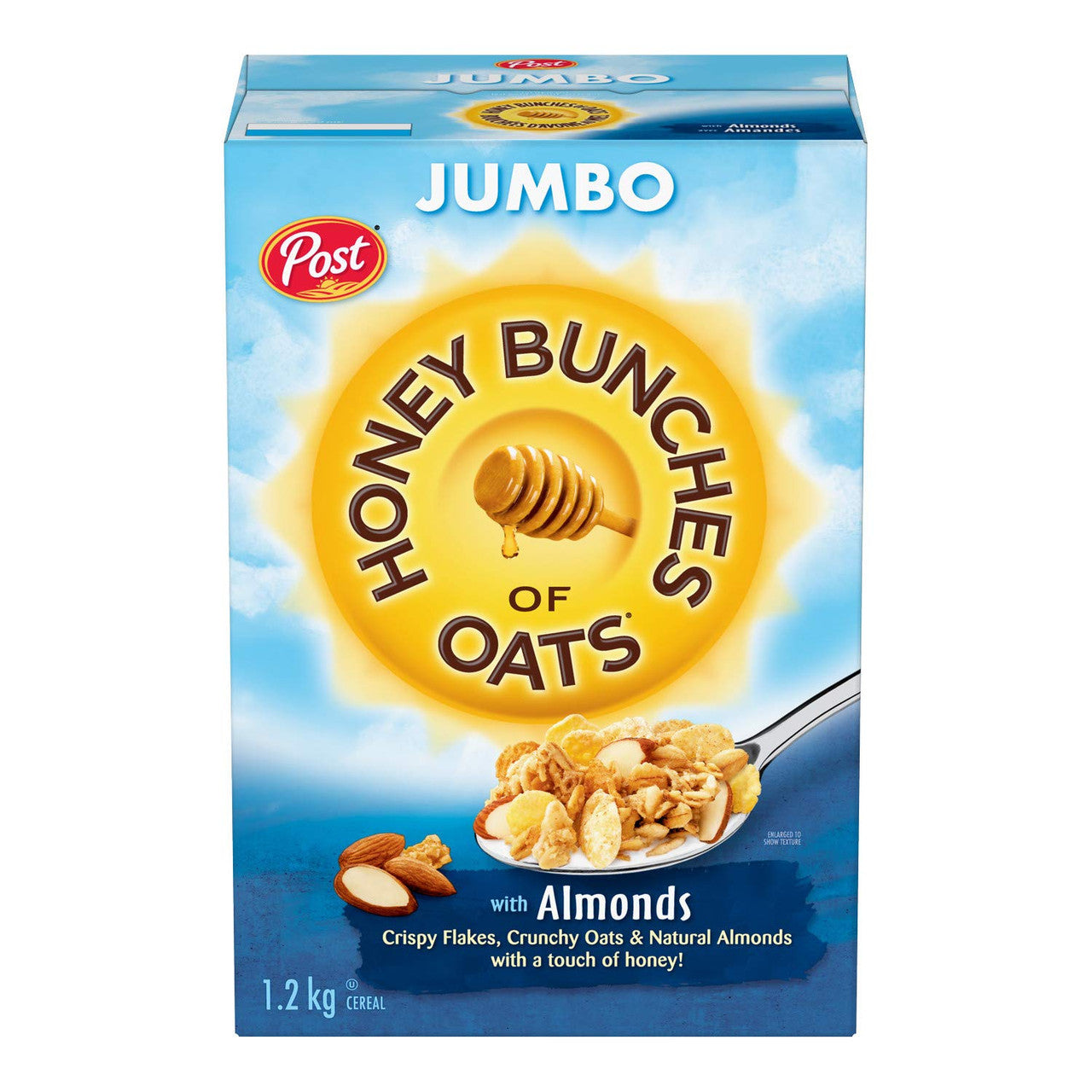 Post Jumbo Honey Bunches of Oats with Almonds, 1.2kg/2.6lbs., {Imported from Canada}