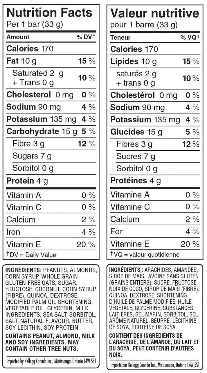 Kellogg's Special K Quinoa, Caramel Sea Salt and Mixed Nuts, Bars 165g/5.8oz., {Imported from Canada}