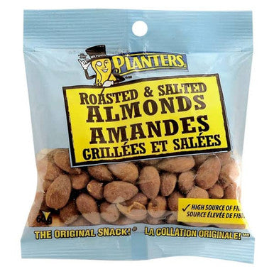 Planters Roasted & Salted Almonds, 60g/2.1oz., 12 Pack, {Imported from Canada}