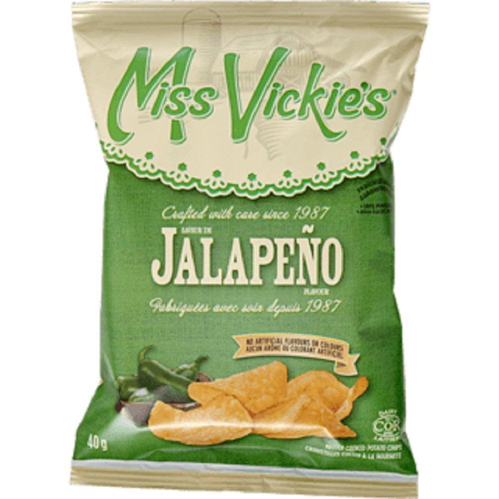 Box of Miss Vickie's Jalapeno Kettle Cooked Potato Chips (40ct x 40g/1.4oz,) (Imported from Canada)