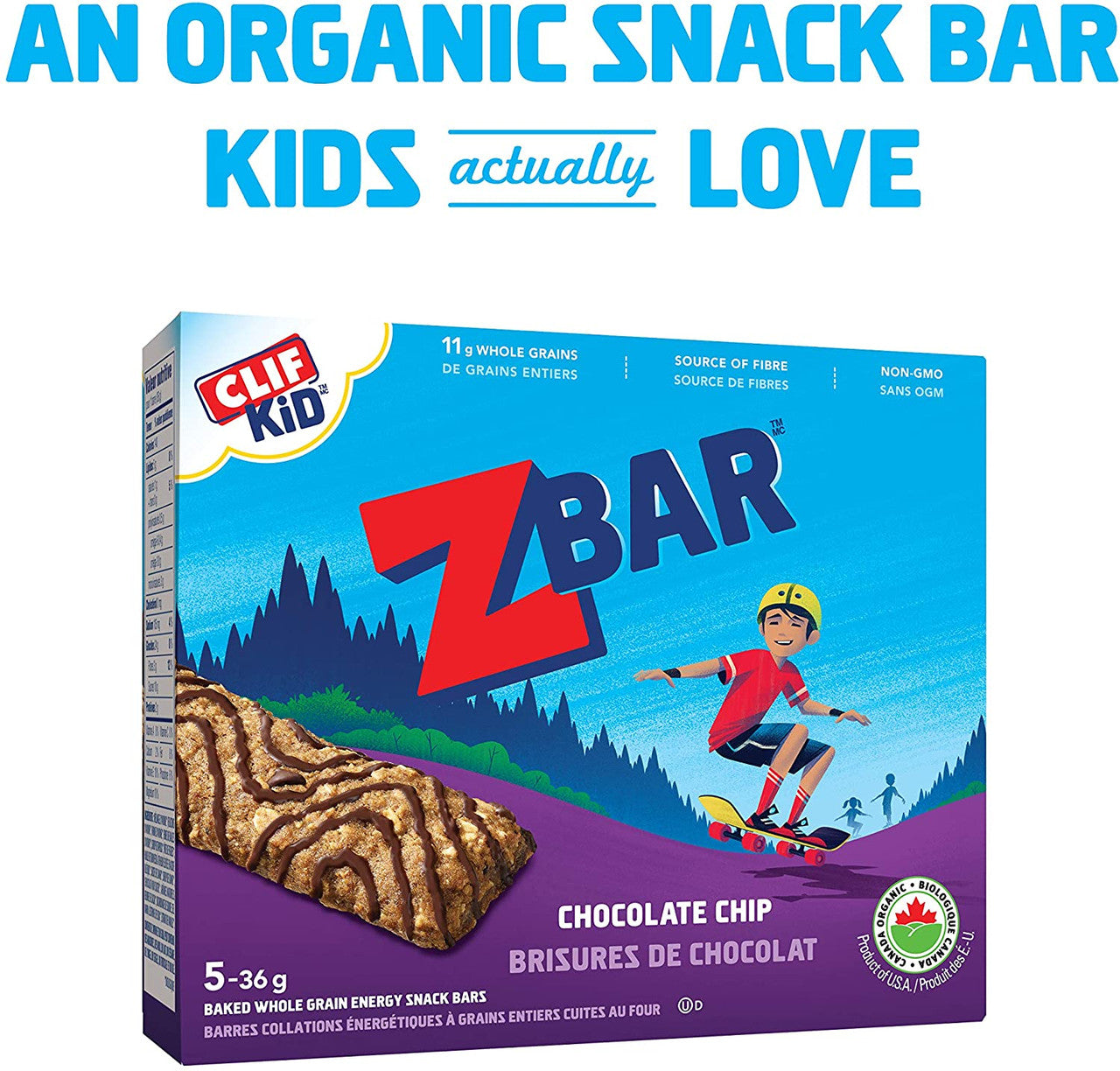CLIF KID ZBAR - Organic Energy Bars - Chocolate Chip - (36 Gram Snack Bars, 5 Count)