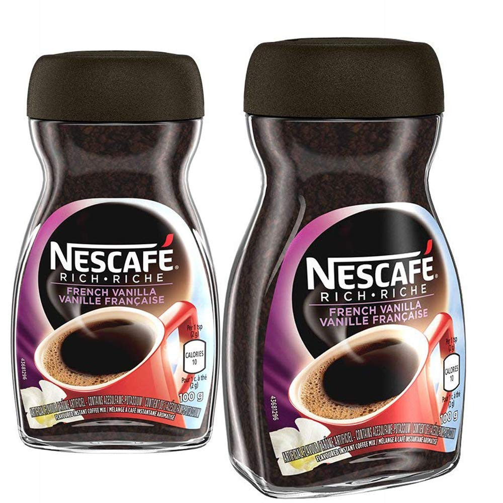 NESCAFE Rich Instant Coffee, 100g Jar/2- Pack (French Vanilla){Imported from Canada}